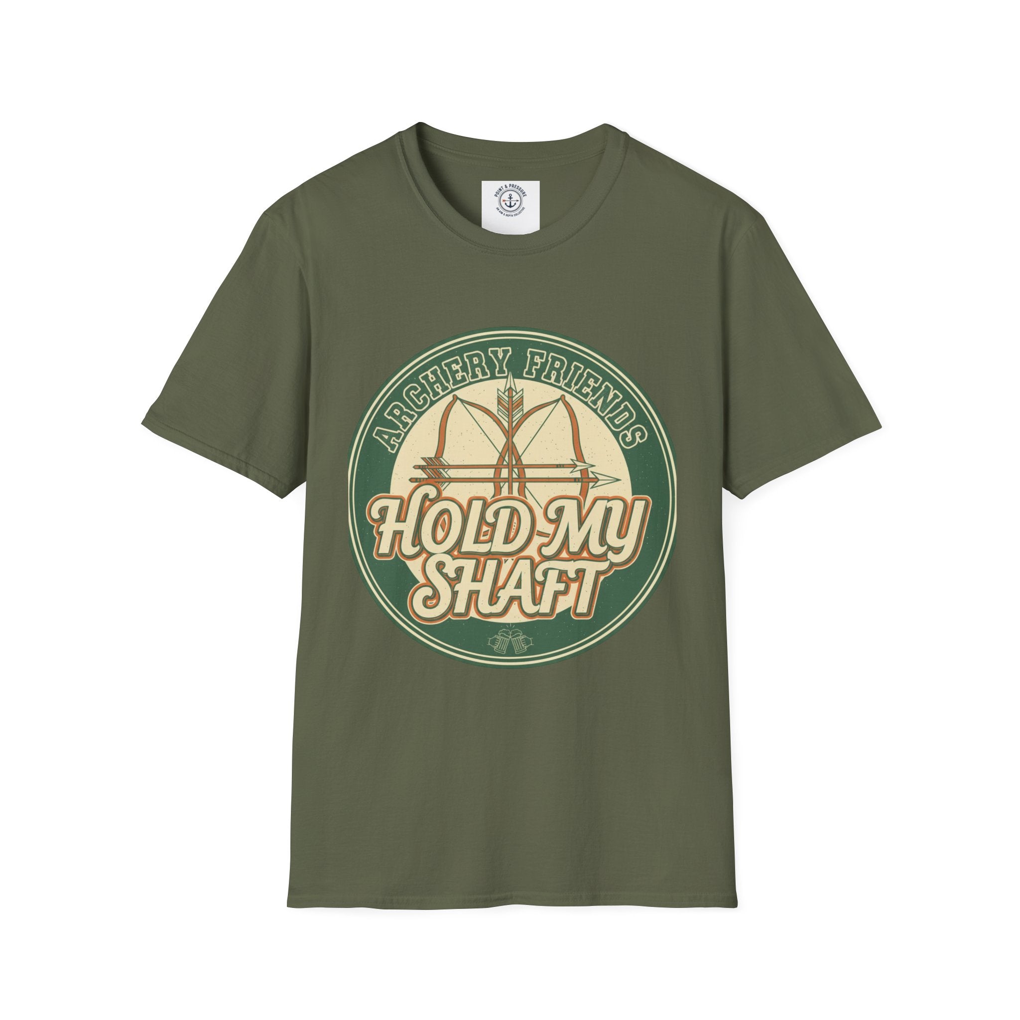 Archery T-Shirt — "Hold My Shaft" Retro Bow & Arrow Design